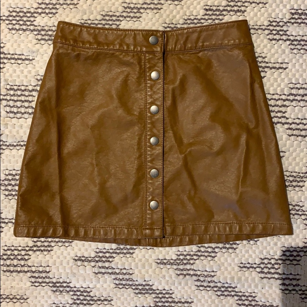Brown Faux Leather Skirt